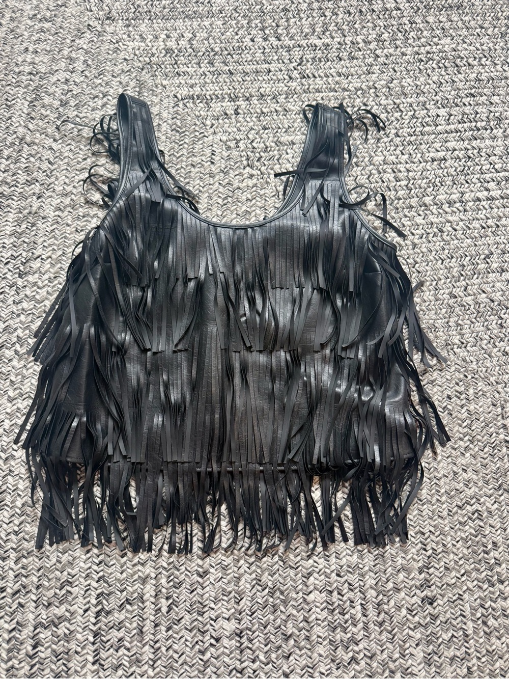 H&M Gorgeous Faux Leather Fringe Tank Top